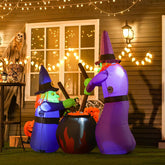 Inflatable Halloween Witches with Cauldron (6ft) – LED Yard Decor